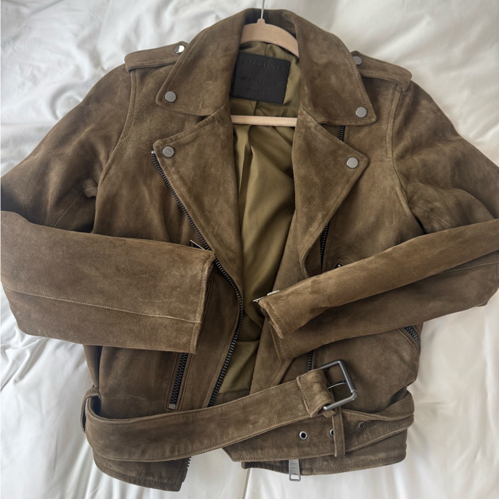 All Saints Khaki Suede Outerwear